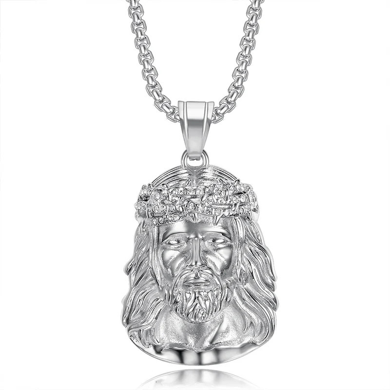 Hip Hop Bling Gold Color Stainless Steel JESUS PIECE Pendants Necklace for Men Rapper Jewelry Drop 250109