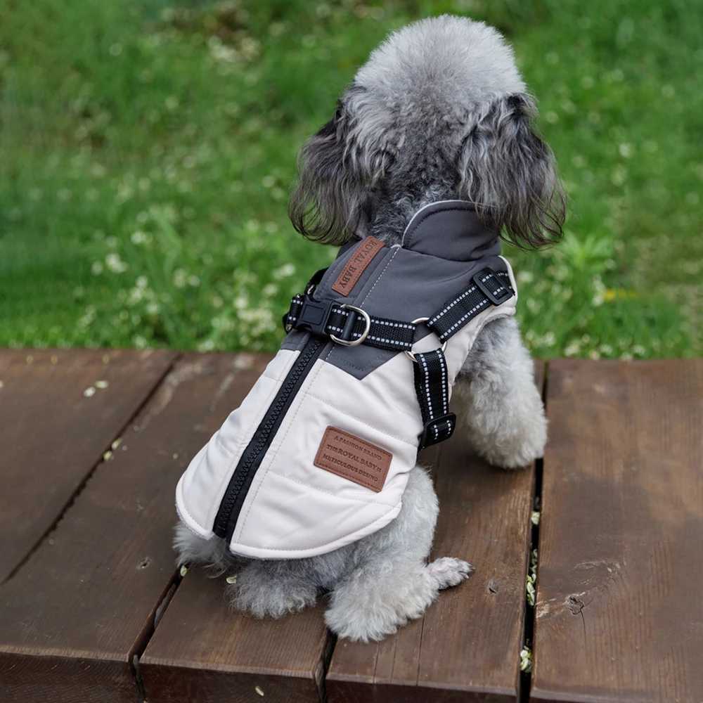 Waterproof Pet Dog Jacket With Harness Winter Warm Dog Clothes For Labrador Big Dog Coat Chihuahua French Bulldog Yorkie OutfitsXJ250109