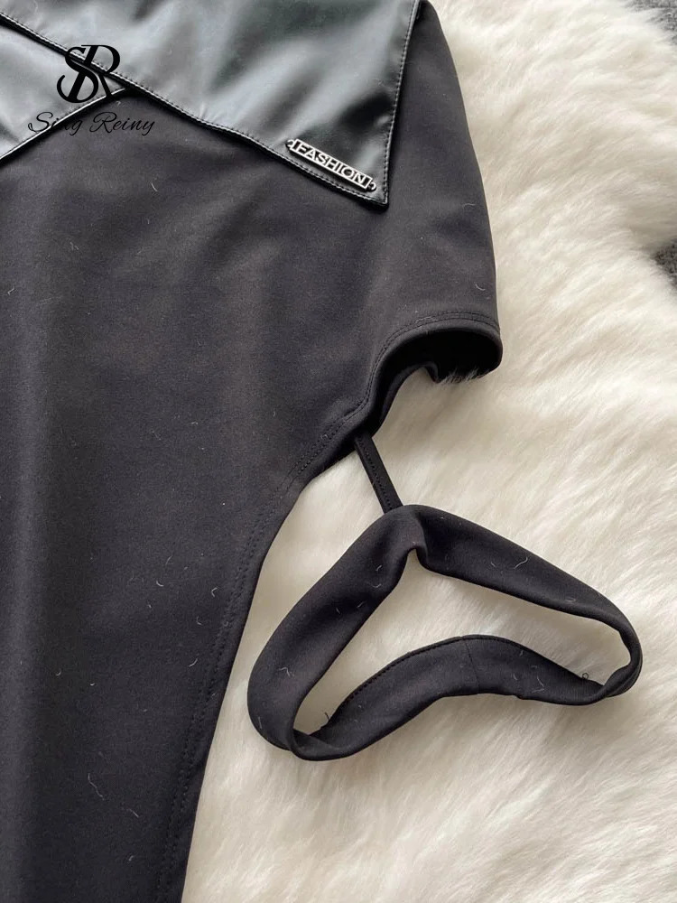 SINGREINY Female PU Leather Sexy Skirt Patchwork Elastic Waist Slin Sheath Mini Streetwear Korean Club Sensual Skirts 250106