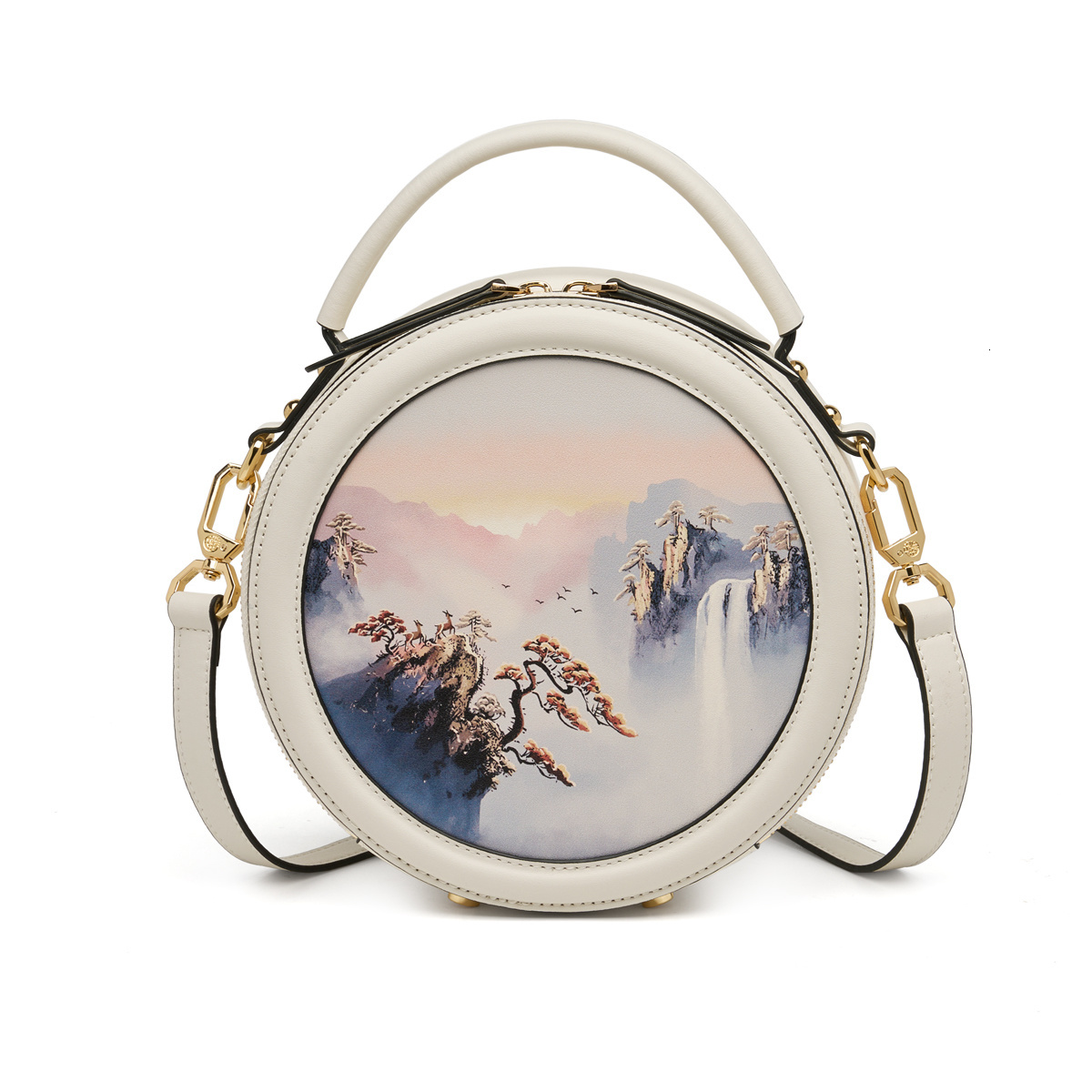 Limited Chinese Style Women Cow Leather Crossbody Bag Original Single Shoulder Round Girls Royal Purses #Sc1609