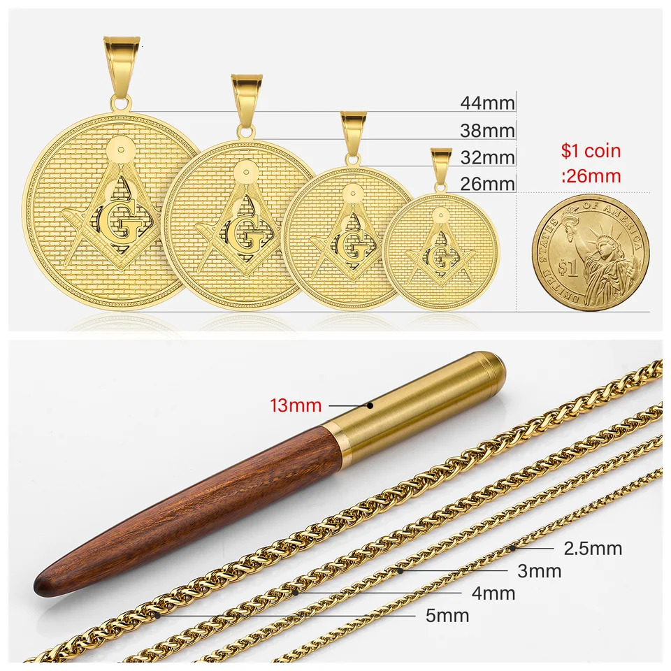 Stainless Steel Masonic Necklace Engraveable Name PendantPersonalized Pendant for men women party jewelry accessories 250109