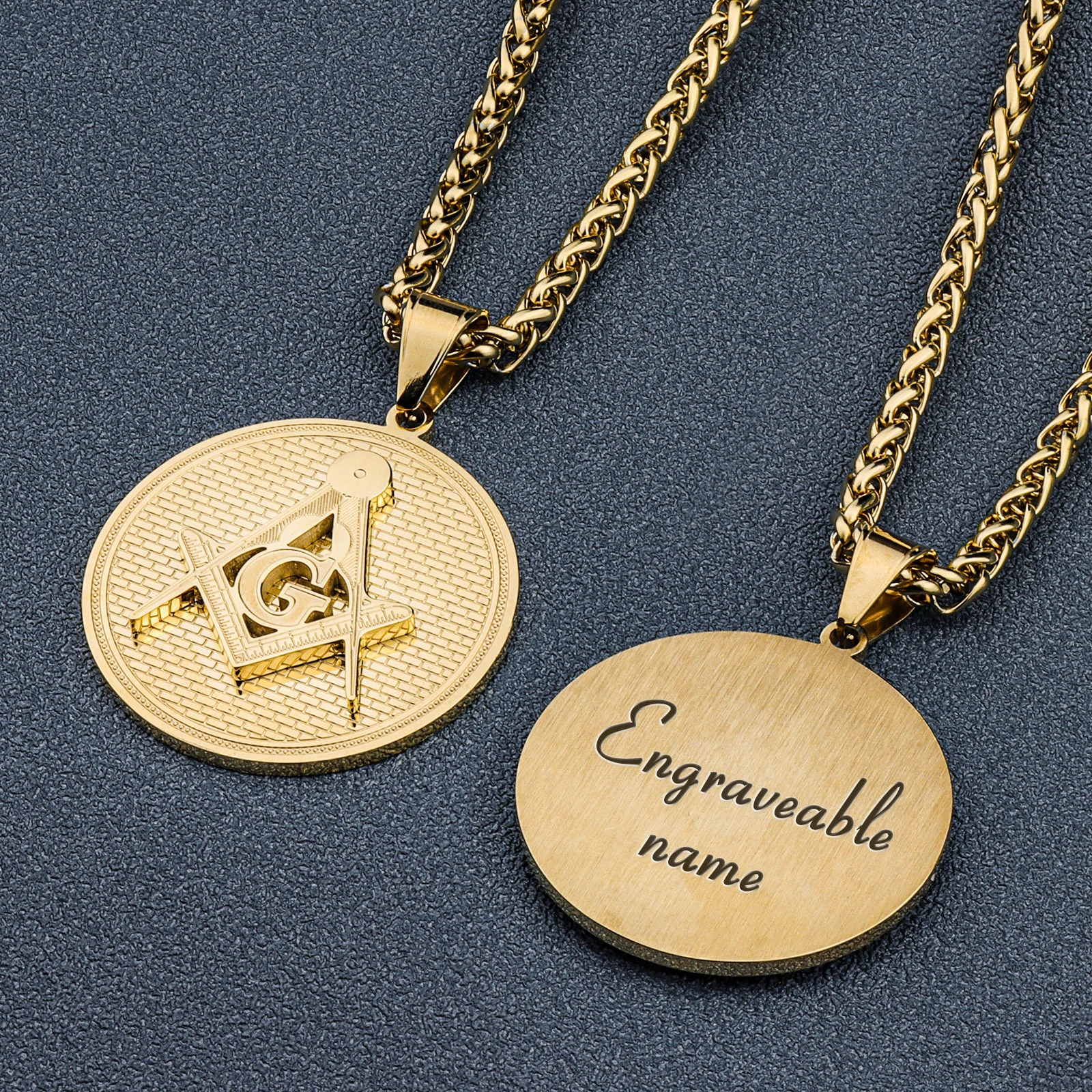 Stainless Steel Masonic Necklace Engraveable Name PendantPersonalized Pendant for men women party jewelry accessories 250109