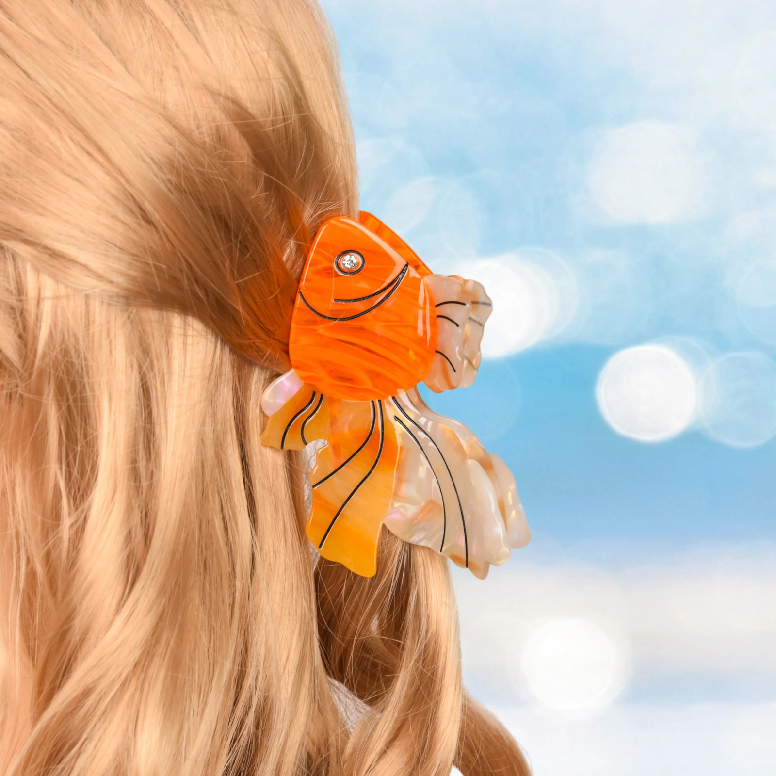 Muweordy n Ocean Beach Series Goldfish Hair Claw Acetate Claw Clip for Girls Eco-Friendly Hair Accessories for Women 250103