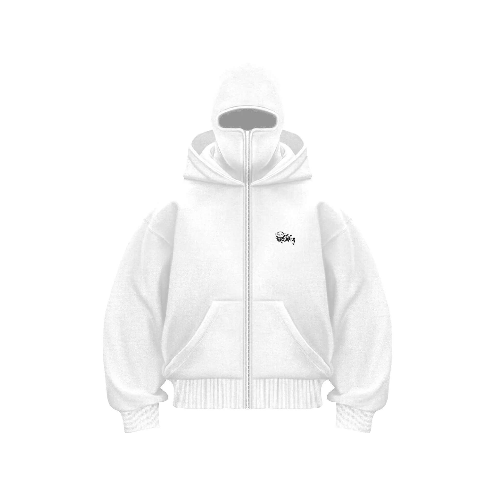 Y2k Vintage Double Hat Design Zipper Hoodie Winter Haruku Hip Hop Long Sleeve Hooded Sweatshirt Coat Men Fashion Loose Jackets