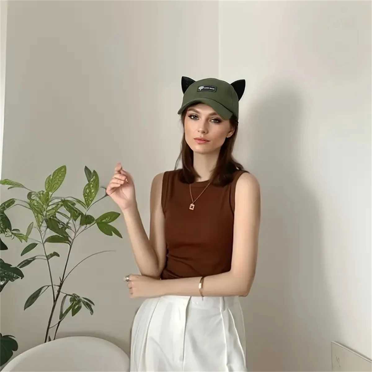 New Cats ears (Steamed cat-ear shaped bread) pilots baseball caps fashionable sun protection retro hats both positive and negative X250109