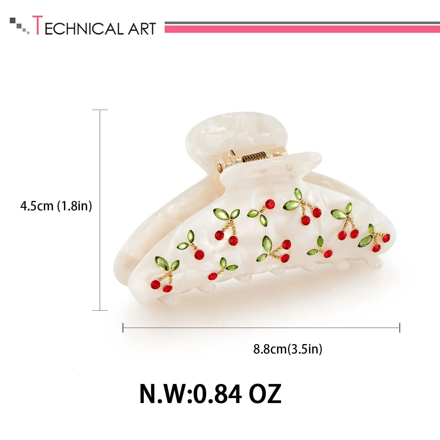 Acrylic Hair Clips Claws For Women With The Rhinestone Pattern In Red Cherry Shape Hair Clip For Thick Hair clips for styli 250103