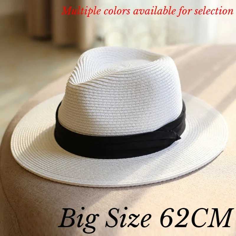 Large 63CM Panaman straw hat with folding straw hat plus size mens jazz top hat sun protection and sunshade hat X250109