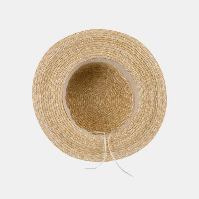 Warm natural wheat straw hat ribbon tie 7cm Brim Rower hat Derby Beach sun hat womens summer wide Brim UV protective hat X250109