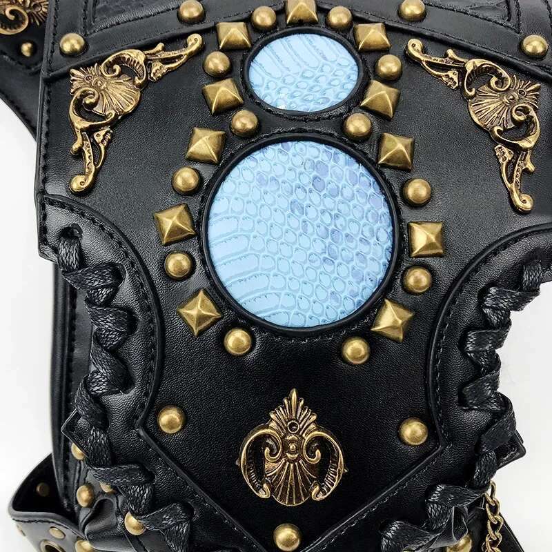 Gothic Steampunk Women Waist Bags,Retro Rock Punk Goth Shoulder Handbags,Men Leg Thigh Holster Leather Crossbody Bags