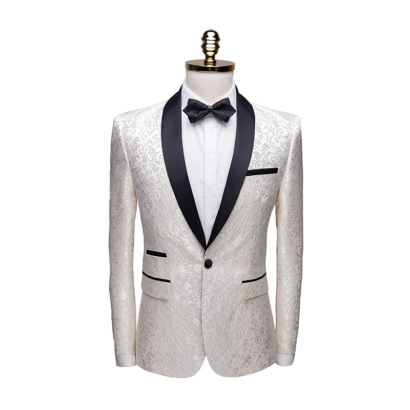 H175 Men's Korean style slim fit blue-gray striped business wedding casual suit