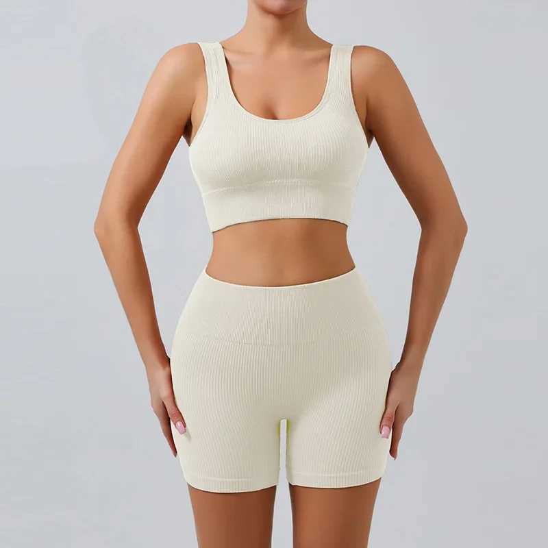 Threaded Yoga Set U-Shaped Seamless Knitted Sports Fitness Yoga Suit Workout Clothes for WomenXJ250109