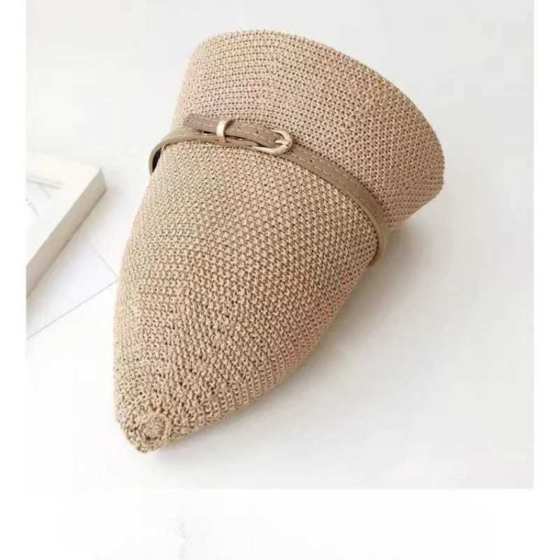 New Warm Sun Hat Simple Linen Breathable Fresh Hat Summer Travel Sun Ribbon Decoration Folding Straw Hat Gift X250109