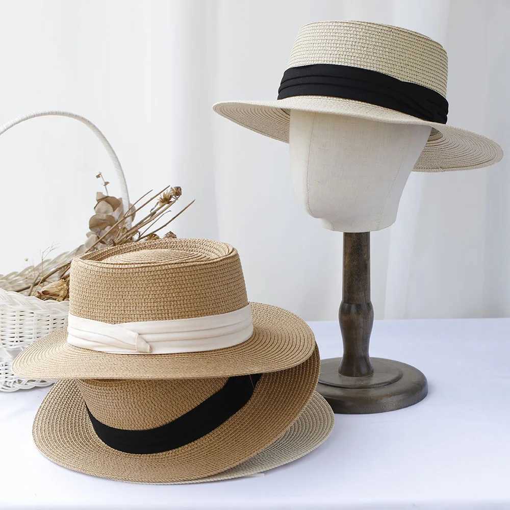 Versatile Retro Hat Panama Plain Sun Hat Bucket Hat UV Protective Sun Hat Beach Mini Bow Vacation Handmade Straw Hat X250109