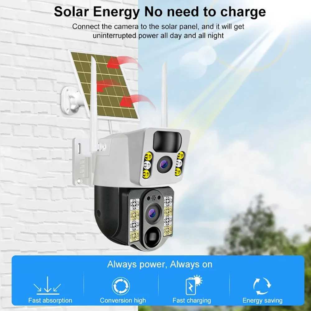 4K solar powered 4G SIM outdoor monitoring dual lens PIR human detection wireless high-definition night vision waterproof low-power security camera X2