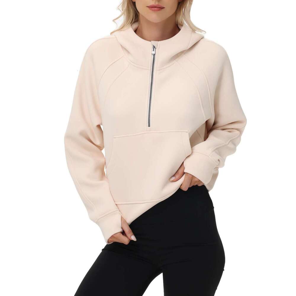 Women's Wear Women's Fleece Pullover Solid Warm Hoodies Half Zipper Long Sleeve Sweatshirts Tracuits Outfits Short-Style Sports Suit
