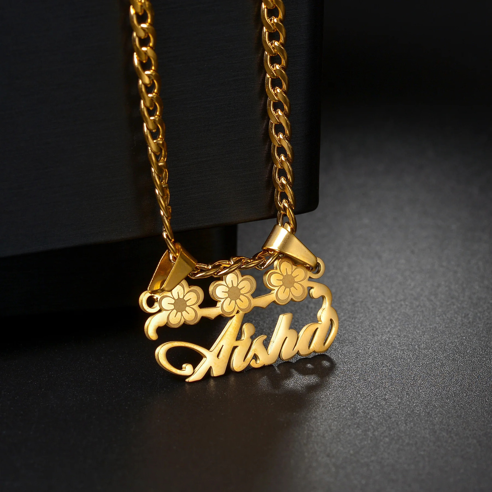 Acheerup Personalized Engrave Name 2 Hooks Necklace for Women Men Stainless Steel Custom Crown Thick Chain Pendant Birthday Gift 250109