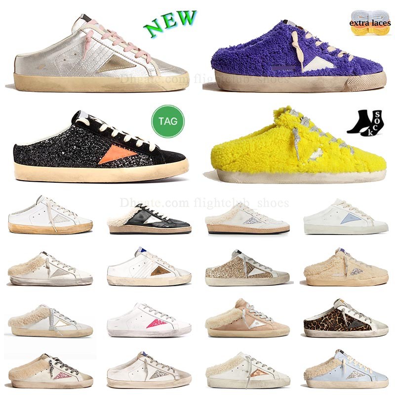 Famous Sabot Sandals Slippers Femme Old Dirty Slides Super Star Dhgate Plush Slip-on Men White Mens 2025 Fluffy Mules Nappa Leather Sabots slides Sneakers