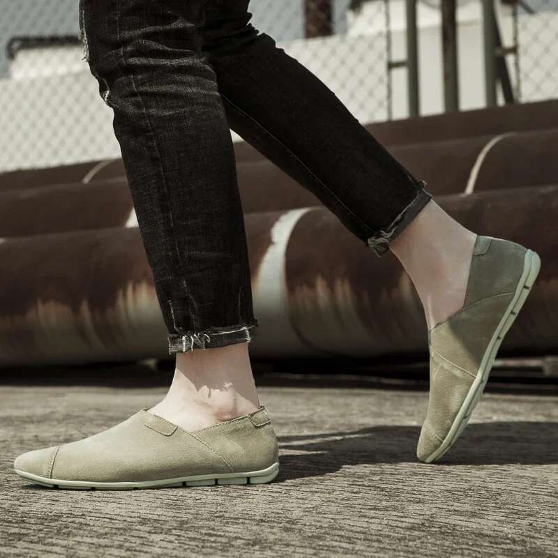 Fashion Casual Flats Men Shoes Outdoor Breathable Loafers Genuine Leather Slip On Moccasins Comfortable