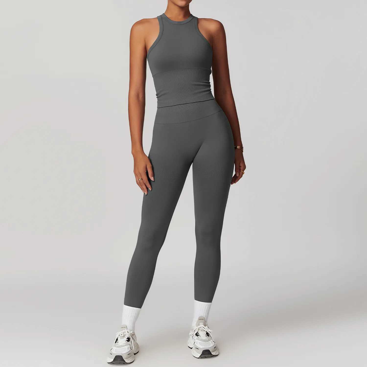 Seamless Athletic Wear Womens Clothes 2 Pieces Yoga Set Workout Sportswear Gym Clothing High Waist Leggings Fitness Sports SuitXJ250109
