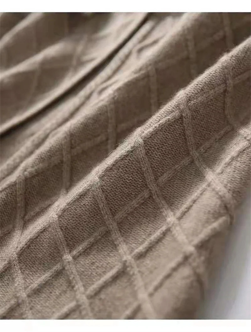 Korean French Style Cashmere Sweater Ladies Wool Windbreaker Cardigan Autumn Winter Women Knitted Sweater Long Cardigan Coat 250106