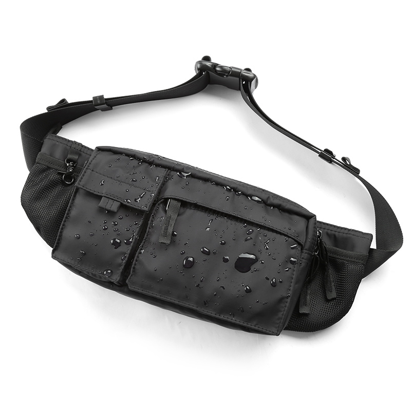 MOYYI Waterproof Men Crossbody Bag Casual 7.9inch Multi-Layer Shoulder Bags Hip Hop Chest Bag Zipper Phone Tactical Waist Bag
