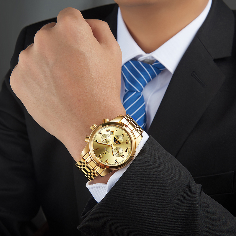 TEVISE Moonwatch Watch Mens Hollow-out Luminous Automatic Mechanical Watch with Stainless Steel Strap Business Wristwatch for Men T040-9005
