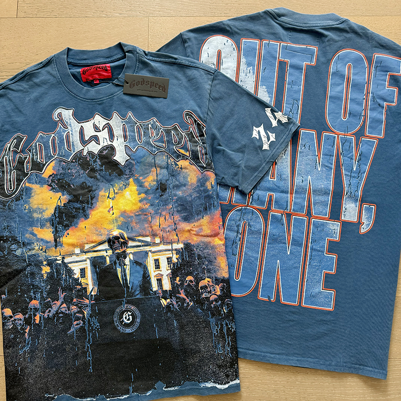 godspeed designer men's t shirt High quality casual fashion street hip Hop Skull Print Vintage Wash Water T shirts US size S/M/L/XL