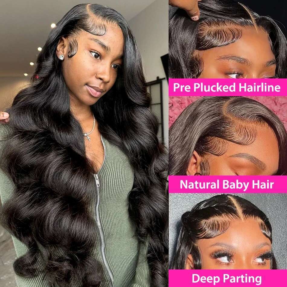 Vrvogue Body Wave 13X4/13X6 Front Pre Plucked 5X5 HD Closure Wigs 360 Human Hair Lace Frontal Wig