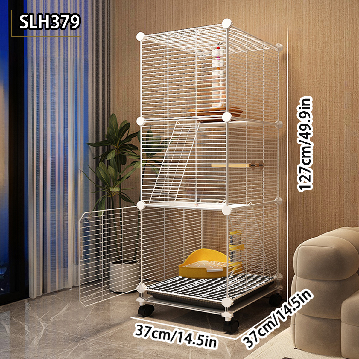 Gerbil and Hamster Palace Spacious Triple-Decker Squirrel Cage for Comfortable Living