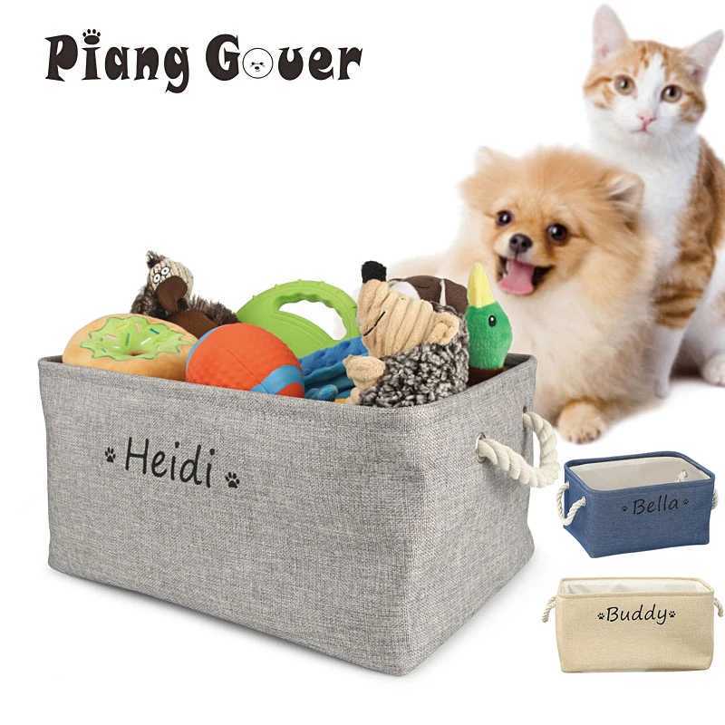 S/M/L Custom Name Pet Toy Basket Cat Dog Foldable Box Print Storage Baskets For Clothes Pets AccessoriesXJ250109