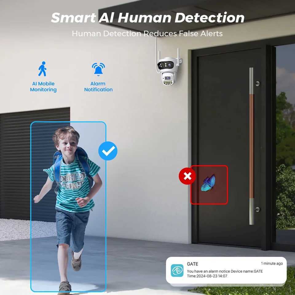 BESDER 15MP 6K PTZ Wifi Camera Three lens Security Protection Night Vision Outdoor IP Camera Closed Circuit Television Monitoring O-KAM Pro X250110