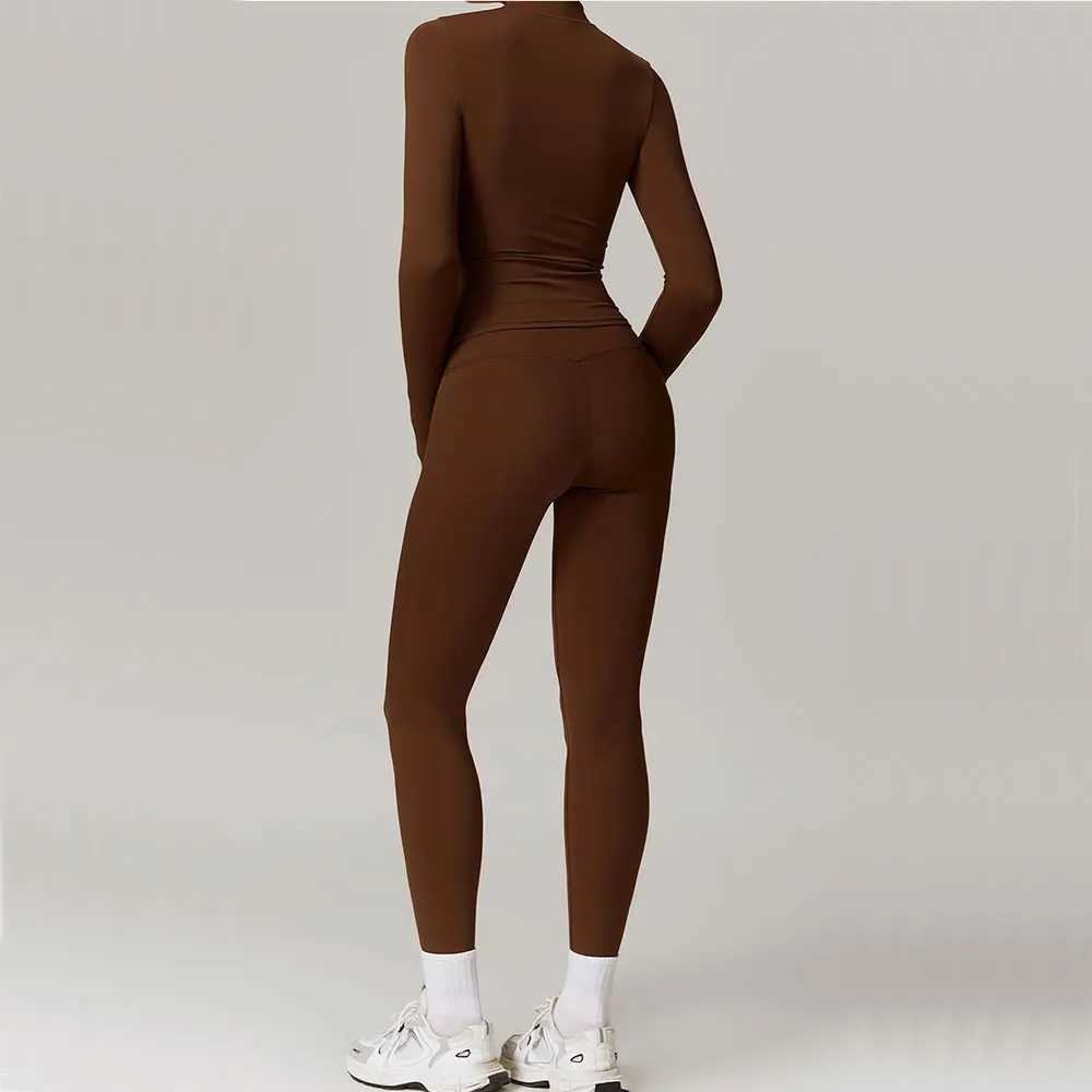 2PCS Yoga Suit Sports Set Women Clothes Gym Set Women Tracksuit Running Workout Zipper Long Sleeve Sports Shirt Yoga ClothingXJ250109