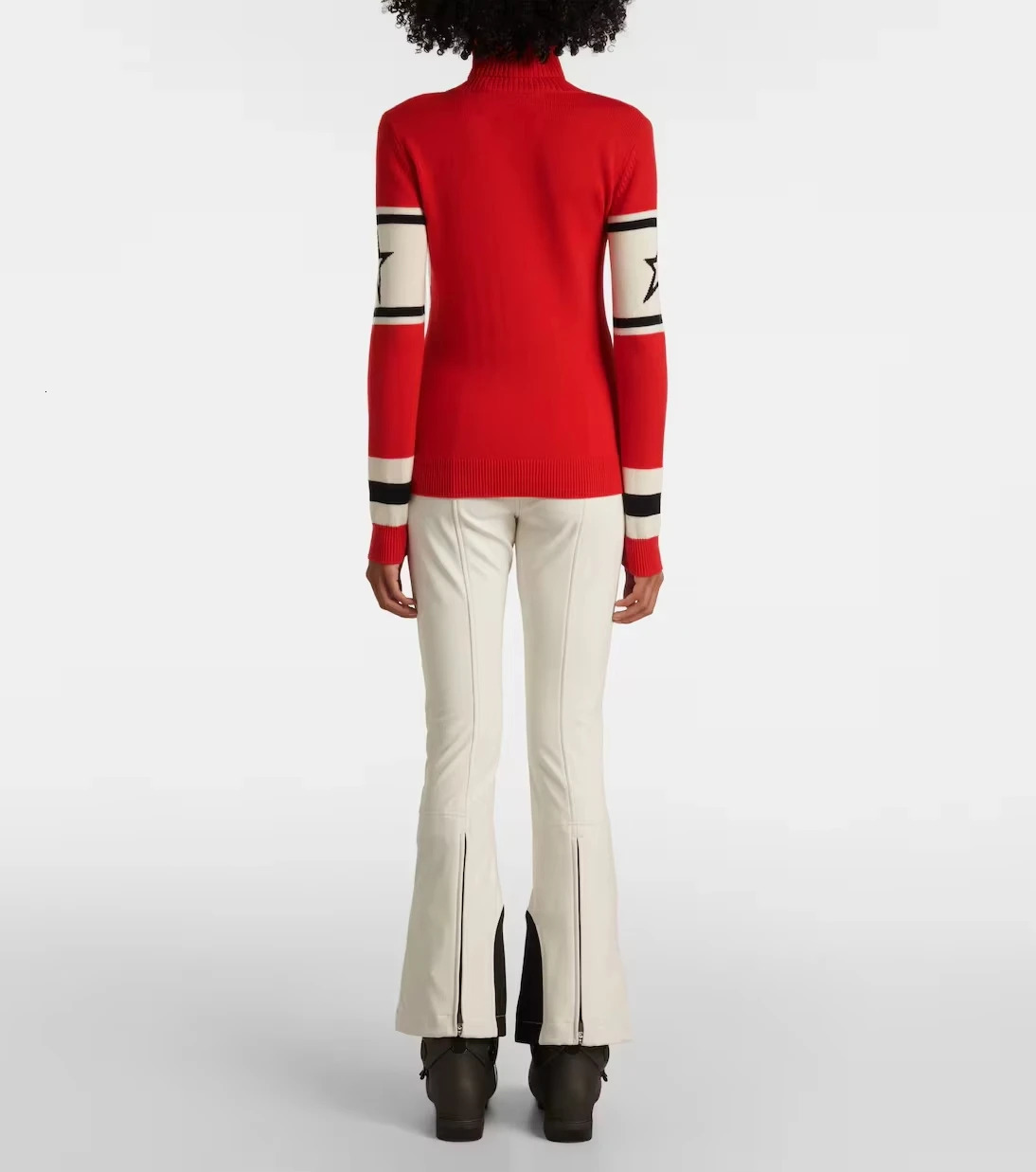 French highend jacquard knitted letter striped winter fashion and fashionable high neck slim fit womens sweater 250108