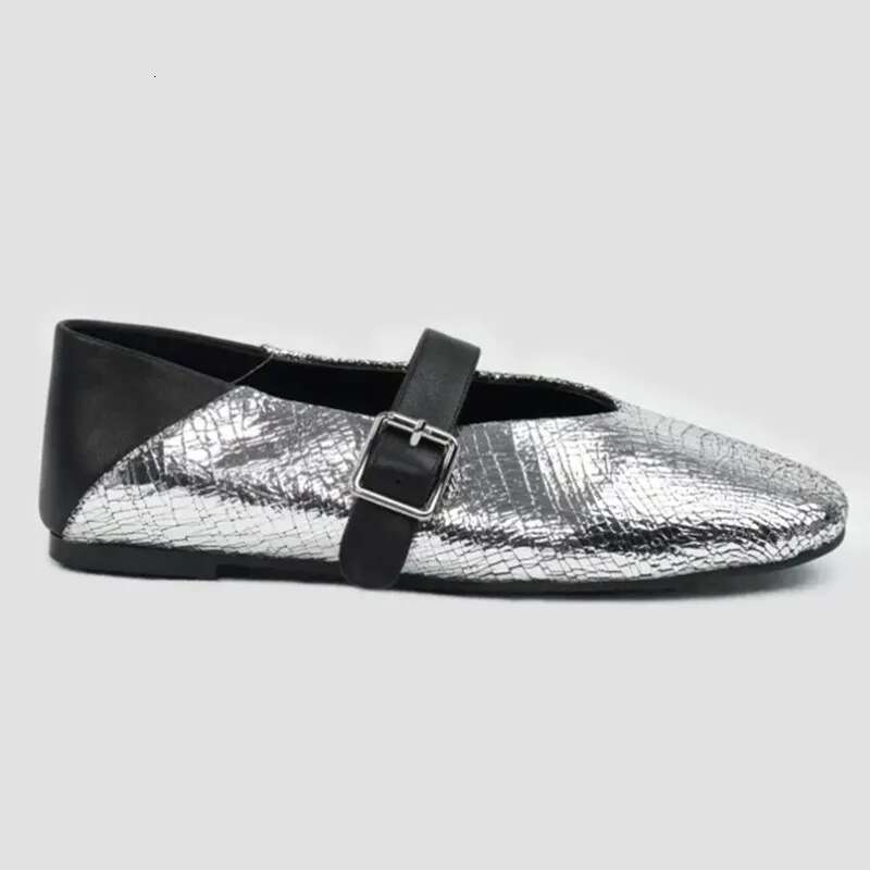 Buckle Strap Mary Janes For Women Crocodile Print Square Toe Leisure Female Ballet All-Matching Designer Brand Shoes