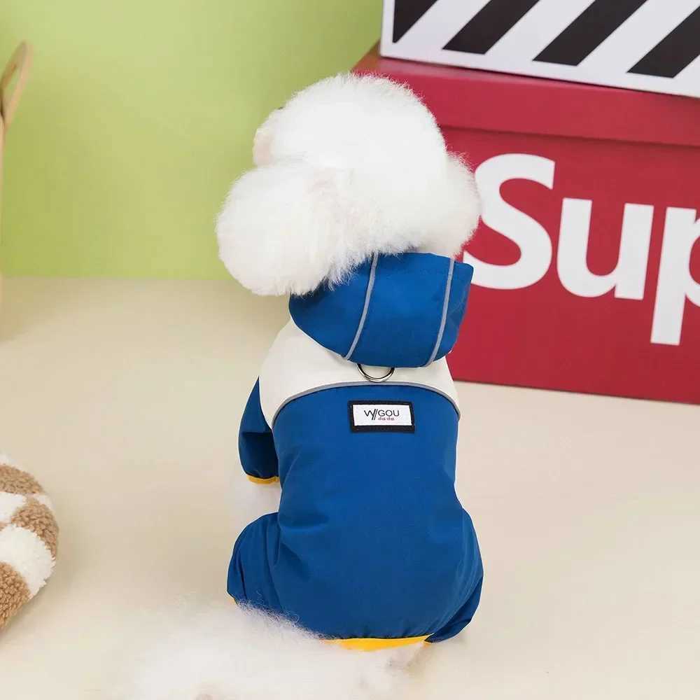 Waterproof Dog Jumpsuit with Hooded Four Legs Small Dog Raincoat Waterproof Puppy Clothes Reflective Doggy Rain Coat Pet CostumeXJ250109