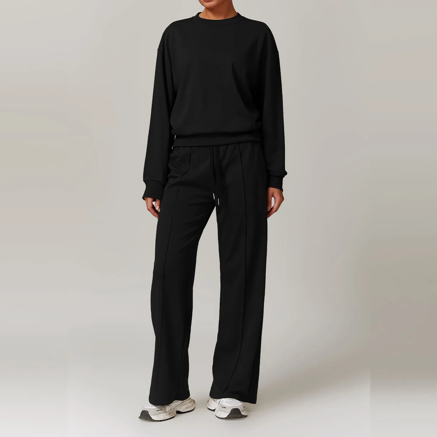 2PCS Women Tracksuit Yoga Set Workout Sportswear Gym Clothing Fitness Long Sleeve Crop Top High Waist Sports Pants Suits 250106