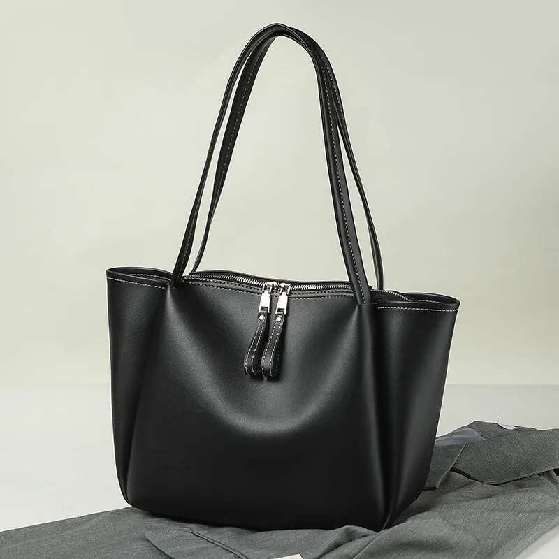 New Fashionable Large Capacity Tote Multifunctional Casual Simple Women's Handbag Soft Leather Designer Shoulder Bag