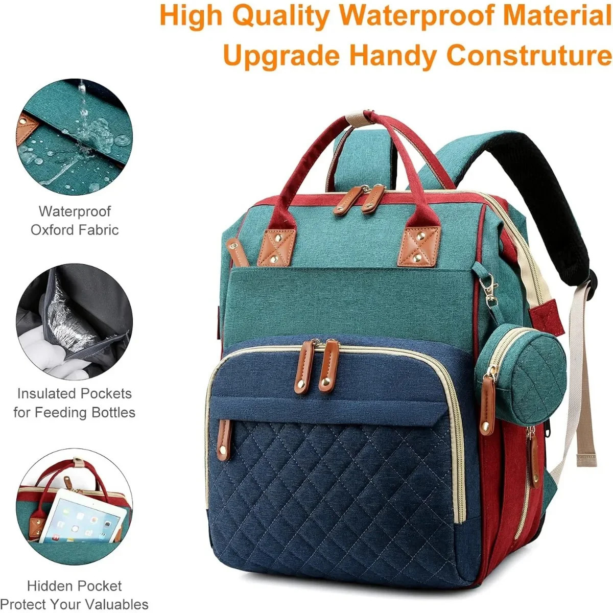 Diaper Bag with Changing Station 3 in 1 Baby Diaper Backpack with Foldable Changing Pad Large Travel Back Pack for Girl Boy 250106
