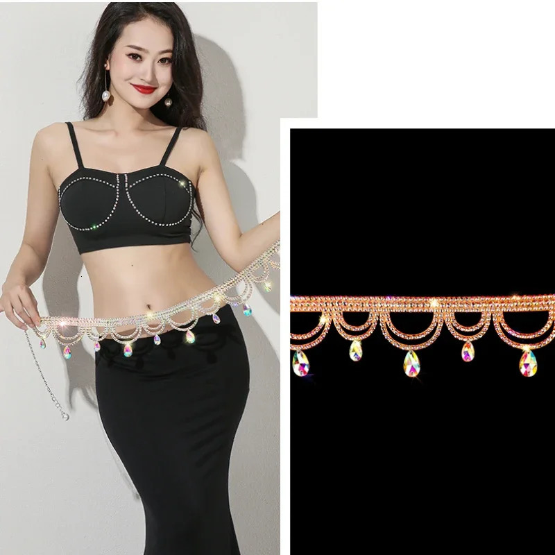 2024 Women Rhinestone Belt Shiny Diamond Crystal Ladies Waist Chains Jewelry Belly Dance Costume Accessory 250107