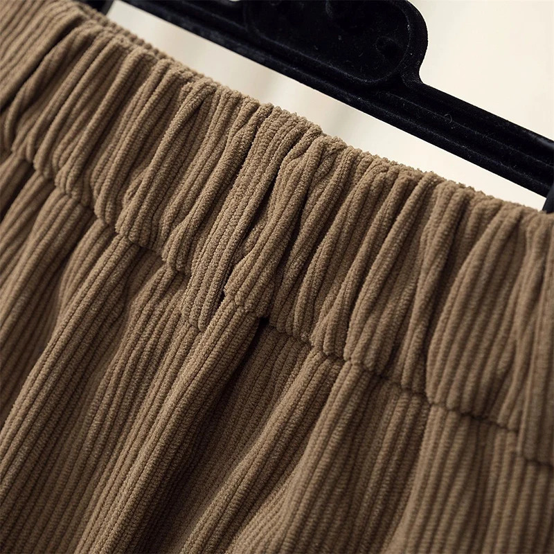 Korean Corduroy Skirts Women High Waist Pocket Autumn Winter Slim WrapAround Dress Elegant Fashion Casual Solid Lady Skirt 250106