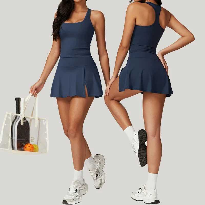 Tight Tennis Skirt Set Yoga Clothing Anti-Shine Bottom Pants Set Quick Dry High Waisted Hip Lifting Running Fitness Exercise SetXJ250109