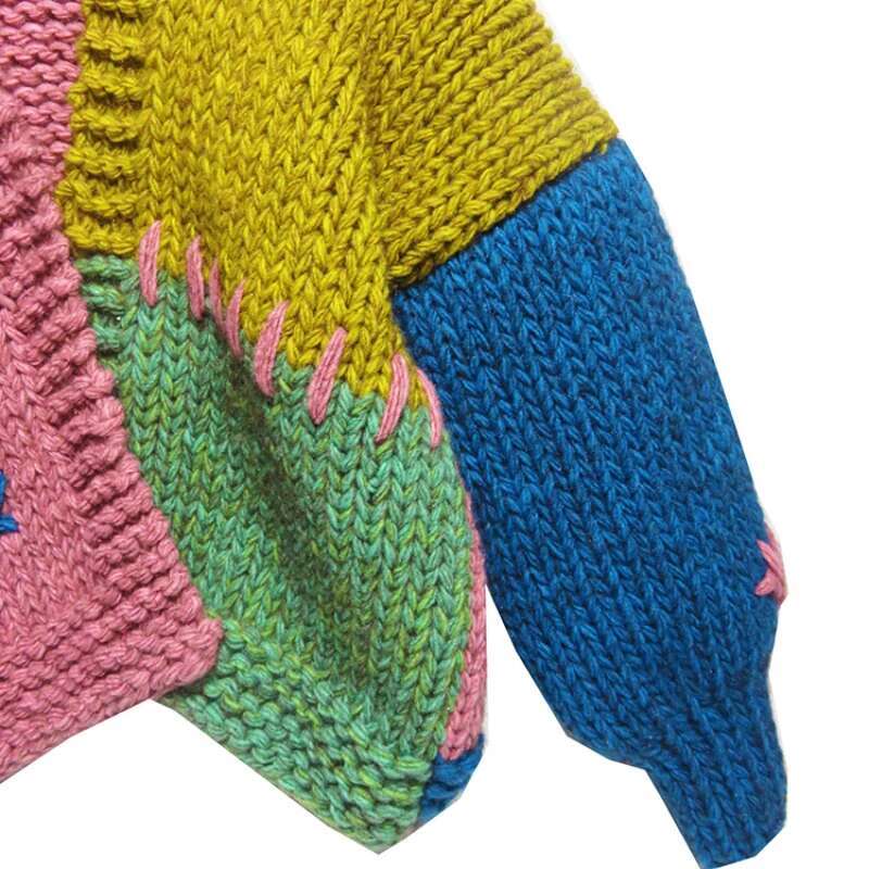 MIAOO Women Handmade Wool Blended Chunky Sweater Autumn/Winter New In Colossal Knit Cardigan Embroidered Wers Knitwear 250529
