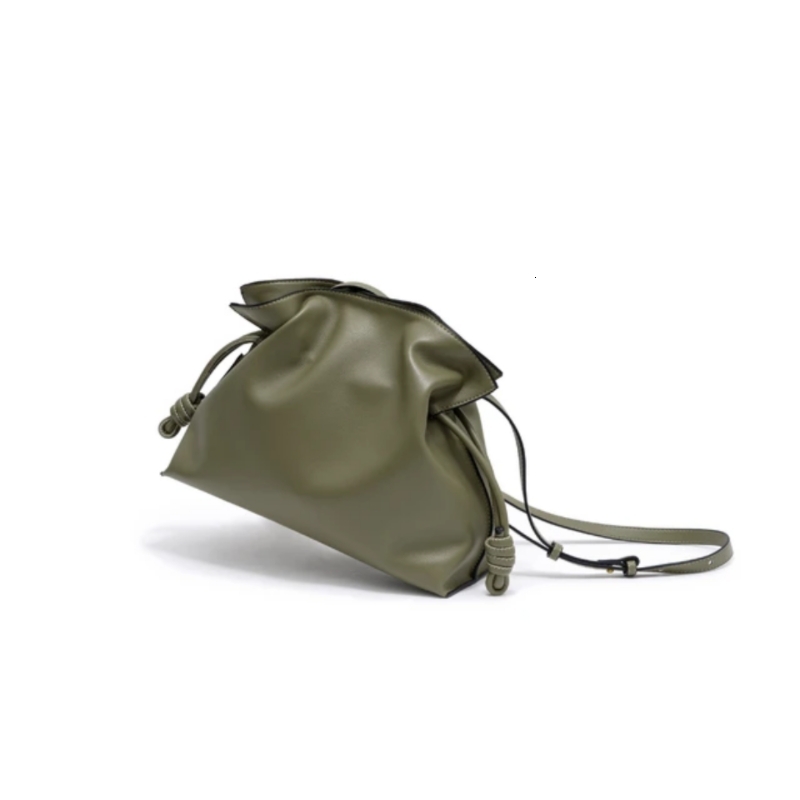 Genuine Crossbody Lucky French High-End Design Cow Leather Women Drawstring Shoulder Bag