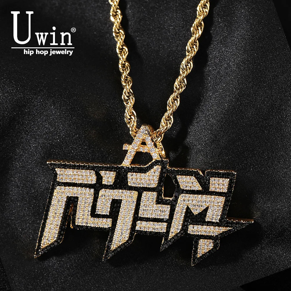 Uwin RHLM Two Colors Pendant Necklace Hip Hop Jewelry Iced Out Fashion Charm Gifts 250109