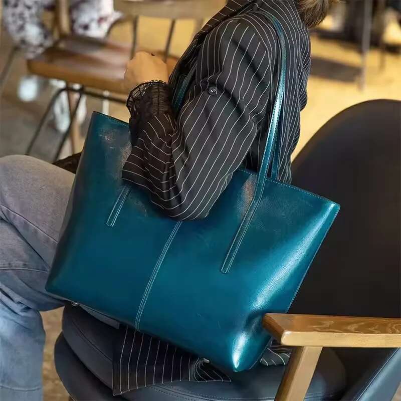 Genuine Leather 2025 Trend Designer Laptop Shoulder Bag Shopper Office Women's Handbag