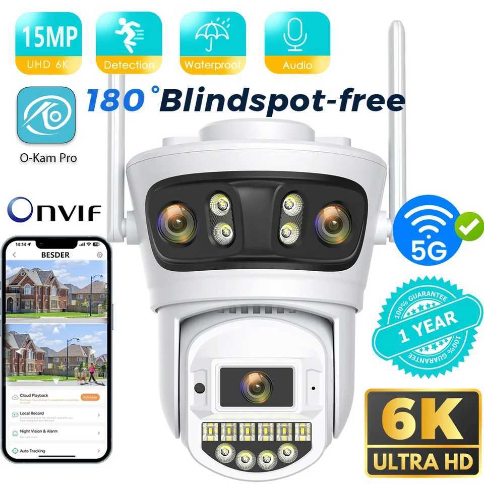 BESDER 15MP 6K PTZ Wifi Camera Three lens Security Protection Night Vision Outdoor IP Camera Closed Circuit Television Monitoring O-KAM Pro X250110