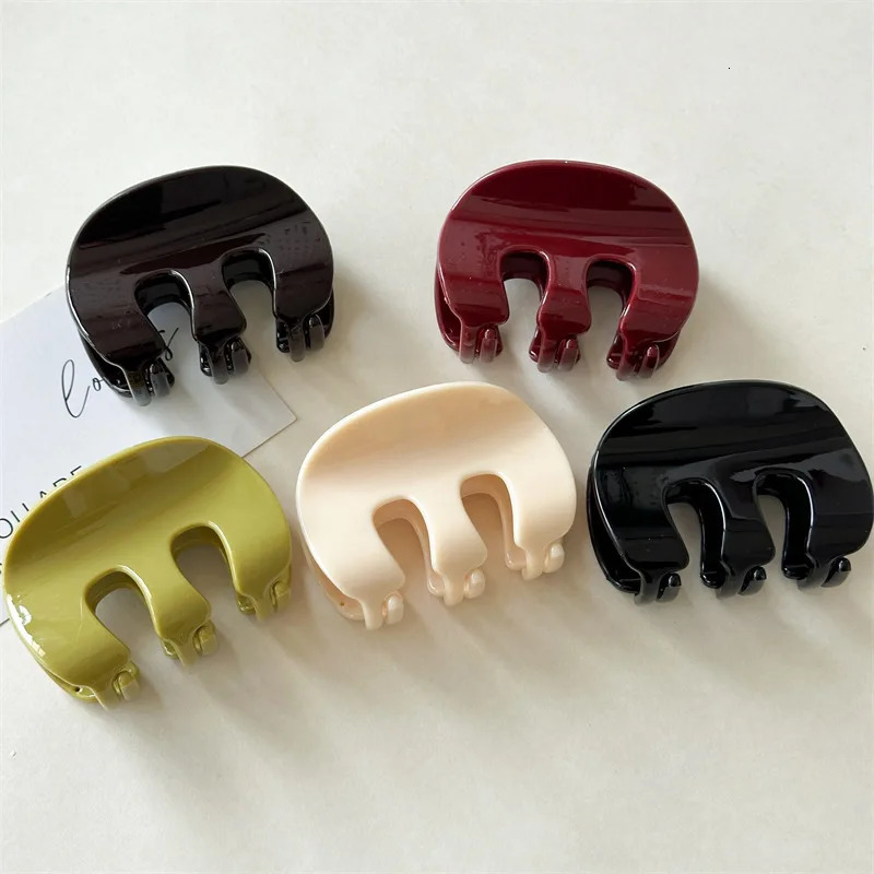 Solid Color Grab Clip Headbands Womens Retro Texture Acetate Girl Elegant Hair Claw Shark Clips Lady Barrettes Headdress S12X06 250103