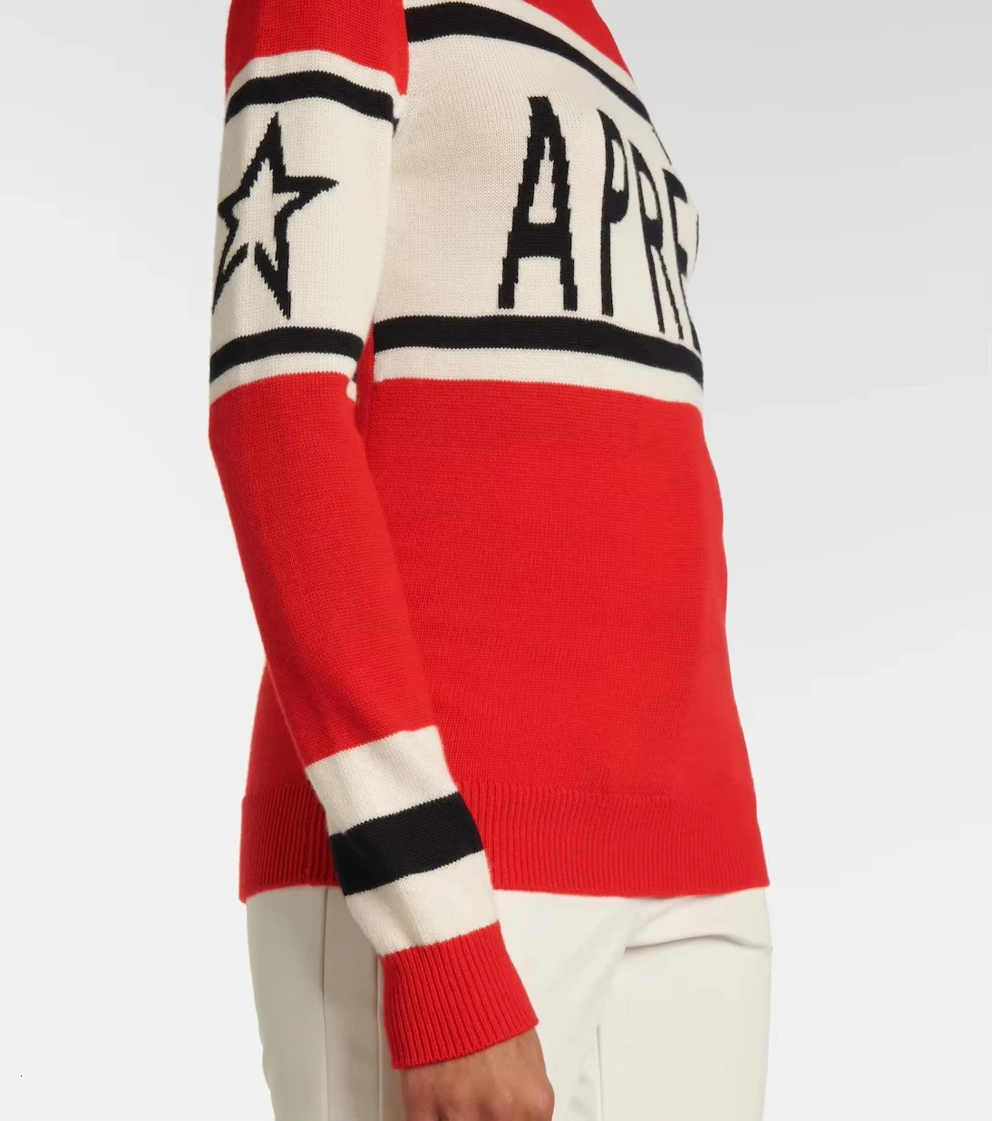 French highend jacquard knitted letter striped winter fashion and fashionable high neck slim fit womens sweater 250108