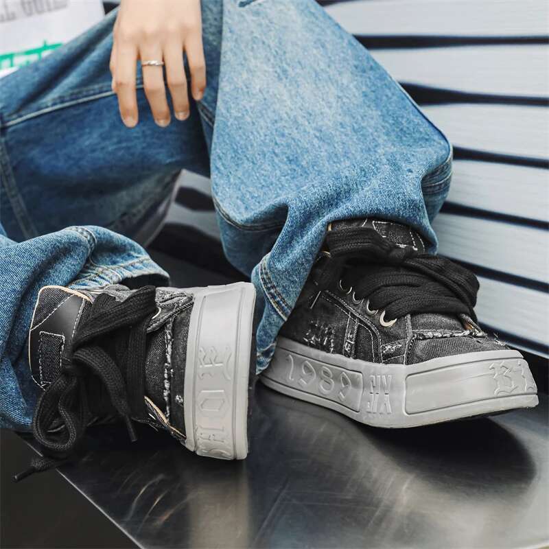Ddmyoutdoor China Domestic Fashion Blue Denim Casual Original Men S Sneakers Designer Platform Shoes Increase Heel Hip Hop Chunky Sneaker Man Trainers