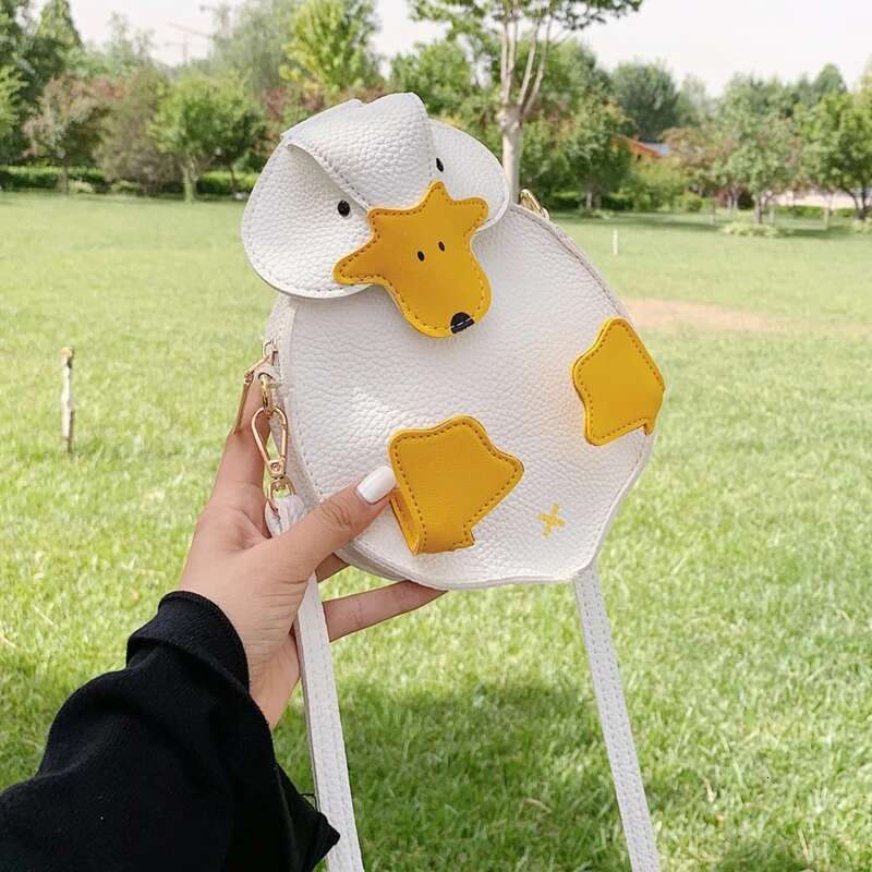Women Shape Contrast Color Crossbody Female Soft PU Leather Shoulder Bag Girls Cute Cartoon Duck Handbags And Purse
